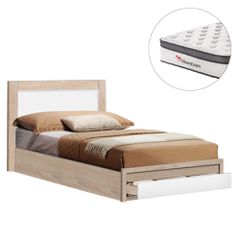 ΚΡΕΒΑΤΙ ΜΟΝΟ ΜΕ ΣΥΡΤΑΡΙ & ΣΤΡΩΜΑ MELANY HM10745 ΜΕΛΑΜΙΝΗ SONAMA/ΛΕΥΚΟ--ΓΙΑ 90x190εκ