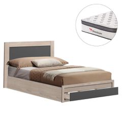 ΚΡΕΒΑΤΙ ΜΟΝΟ ΜΕ ΣΥΡΤΑΡΙ & ΣΤΡΩΜΑ MELANY HM10745.03 ΜΕΛΑΜΙΝΗ SONAMA/ΓΚΡΙ--ΓΙΑ 90x190εκ