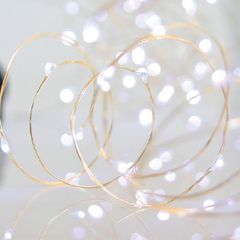ΣΕΙΡΑ, 50 MINI LED, ΜΠΑΤΑΡΙΑΣ 3xAA, ΑΣΗΜΙ ΧΑΛΚΙΝΟ ΚΑΛΩΔΙΟ, ΛΕΥΚΟ LED ΑΝΑ 10cm, ΠΡΟΕΚΤΑΣΗ ΠΑΡΟΧΗΣ 10cm, IP20