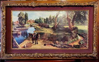Vintage κάδρο "Flatford Mill" του John Constable – Μεγάλη σκαλιστή κορνίζα 127×76 εκ.