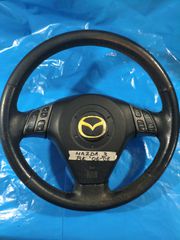 Mazda 3 (BK) 2006-2008 τιμόνι δερμάτινο κομπλέ με αερόσακο με χειριστήρια αριστερά και δεξιά (BP4S)