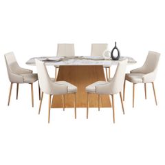 ΣΕΤ ΤΡΑΠΕΖΑΡΙΑΣ 7ΤΜΧ NORDU HM21359 ΚΕΡΑΜΙΚΟ TOP/MDF ΒΑΣΗ--PU ΚΡΕΜ/ΜΕΤΑΛ.ΠΟΔΙΑ