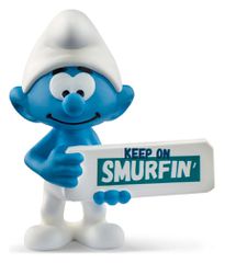 The Smurfs Mini-Figure Smurf with a Sign (Keep on Smurfin') 5 cm