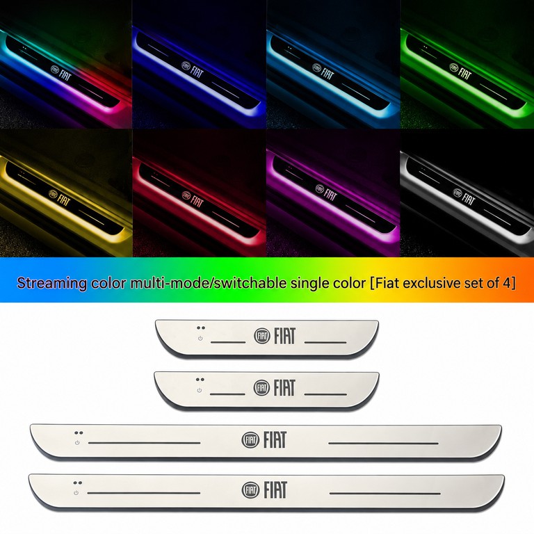 Fiat Logo Φωτιζόμενα Μαρσπιέ Πόρτας (4τμχ) Dynamic Ambient Light 11 εφέ Φωτισμού ασύρματη εγκατάσταση