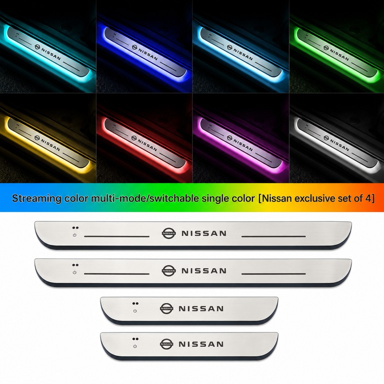 Nissan Logo Φωτιζόμενα Μαρσπιέ Πόρτας (4τμχ) Dynamic Ambient Light 11 εφέ Φωτισμού ασύρματη εγκατάσταση