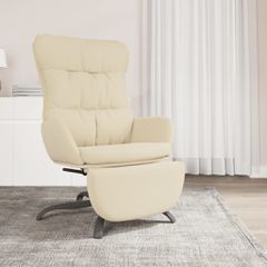 Πολυθρόνα Relax Κρεμ Υφασμάτινη με Υποπόδιο 3097596