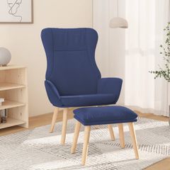 Πολυθρόνα Relax Μπλε Υφασμάτινη με Υποπόδιο 3097886