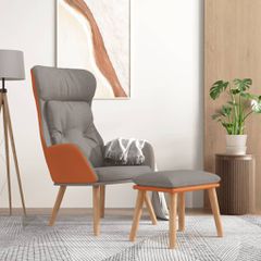 Πολυθρόνα Relax Αν. Γκρι Συνθετικό Δέρμα/Ύφασμα με Υποπόδιο 3097761