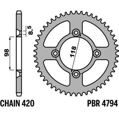 Pbr Rear Sprocket Alu Standard - 420