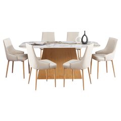 ΣΕΤ ΤΡΑΠΕΖΑΡΙΑΣ 7ΤΜΧ NORDU HM21359 ΚΕΡΑΜΙΚΟ TOP/MDF ΒΑΣΗ--PU ΚΡΕΜ/ΜΕΤΑΛ.ΠΟΔΙΑ