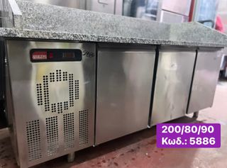 Μεταχειρισμένο ψυγείο πάγκος για pizza, με 3 πόρτες, μάρμαρο & salad bar‼-thumb-6