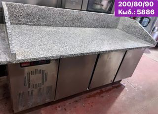 Μεταχειρισμένο ψυγείο πάγκος για pizza, με 3 πόρτες, μάρμαρο & salad bar‼-thumb-8