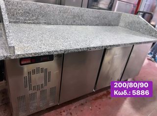Μεταχειρισμένο ψυγείο πάγκος για pizza, με 3 πόρτες, μάρμαρο & salad bar‼-thumb-10