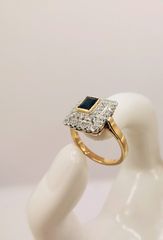 Δαχτυλίδι Vintage Χρυσός & Λευκόχρυσος Κ18 με Ζαφείρι & Μπριγιάν Α900616 ΤΙΜΗ