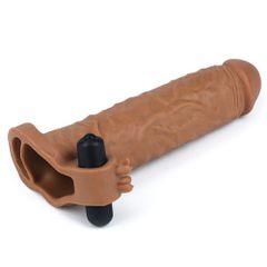 Add 2" Vibrating Penis Sleeve Brown LV1064-thumb-3