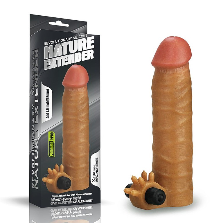 Add 1.5" Vibrating Silicone Extender Brown LV414100
