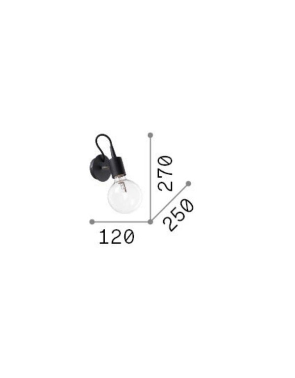 Απλίκα EDISON AP1 Μαύρο Ideal Lux 148908