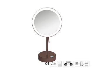 Sanco LED Cosmetic mirrors LED Επικαθήμενος Καθρέπτης μεγεθυντικός x3 Wenge ανάγλυφο MRLED-903-Α75