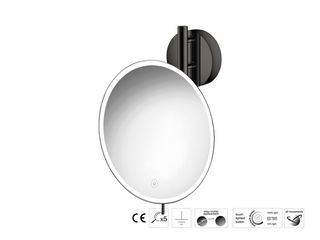 Sanco LED Cosmetic mirrors Μεγεθυντικός καθρέπτης x5 με LED PVD gun metal γυαλιστερό MRLED-764-PVD-05PL