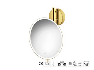 Sanco LED Cosmetic mirrors Μεγεθυντικός καθρέπτης x5 με LED PVD χρυσό ορείχαλκο γυαλιστερό MRLED-764-PVD-02PL