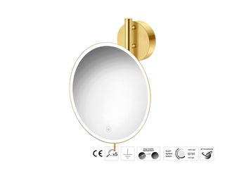 Sanco LED Cosmetic mirrors Μεγεθυντικός καθρέπτης x5 με LED PVD χρυσό ορείχαλκο βουρτσιστό MRLED-764-PVD-02BR