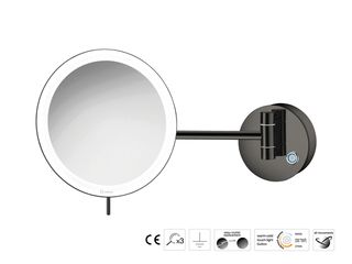 Sanco LED Cosmetic mirrors Μεγεθυντικός καθρέπτης x3 με LED PVD gun metal γυαλιστερό MRLED-705-PVD-05PL