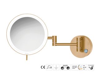 Sanco LED Cosmetic mirrors Μεγεθυντικός καθρέπτης x3 με LED PVD θερμό μπρονζέ βουρτσιστό MRLED-701-PVD-01BR