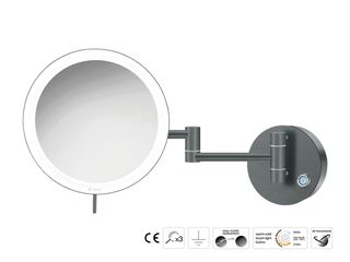 Sanco LED Cosmetic mirrors Μεγεθυντικός καθρέπτης x3 με LED Ανθρακί ανάγλυφο MRLED-701-Μ118