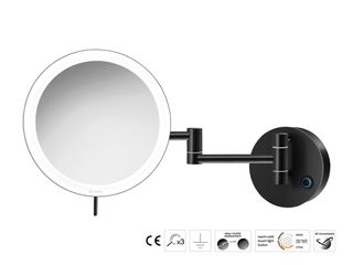 Sanco LED Cosmetic mirrors Μεγεθυντικός καθρέπτης x3 με LED Μαύρο ματ MRLED-701-Μ116