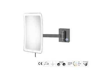 Sanco LED Cosmetic mirrors Μεγεθυντικός καθρέπτης x3 με LED PVD gun metal βουρτσιστό MRLED-305-PVD-05BR