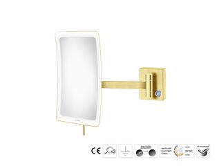 Sanco LED Cosmetic mirrors Μεγεθυντικός καθρέπτης x3 με LED PVD χρυσό ορείχαλκο βουρτσιστό MRLED-305-PVD-02BR