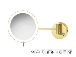 Sanco LED Cosmetic mirrors LED Καθρέπτης μεγεθυντικός x3 usb charging PVD χρυσό ορείχαλκο βουρτσιστό MRLED-905-PVD-02BR