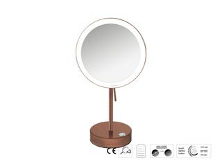 Sanco LED Cosmetic mirrors LED Επικαθήμενος Καθρέπτης μεγεθυντικός x3 Χάλκινο ματ MRLED-903-Μ26