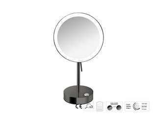 Sanco LED Cosmetic mirrors LED Επικαθήμενος Καθρέπτης μεγεθυντικός x3 PVD gun metal γυαλιστερό MRLED-903-PVD-05PL