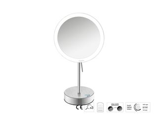 Sanco LED Cosmetic mirrors LED Επικαθήμενος Καθρέπτης μεγεθυντικός x3 PVD νίκελ ατσάλι MRLED-903-PVD-11BR