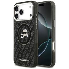Karl Lagerfeld IML Glitter Karl Heads Logo MagSafe Case for iPhone 17 Pro Max - Black