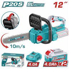 Αλυσοπρίονο Κλαδευτικό Μπαταρίας Σέτ TOTAL Li-ion 20V / 12 με 2 Μπαταρίες 4Ah BL Motor Επαγγελματικό ( TGSLI201262E )