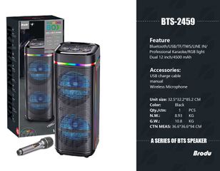 Φορητό ηχείο subwoofer με μικρόφωνο Karaoke - 12" - BTS-2459 - 724590