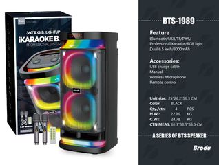 Φορητό ηχείο subwoofer με 2 μικρόφωνα Karaoke - 6.5" - BTS-1989 - 719893