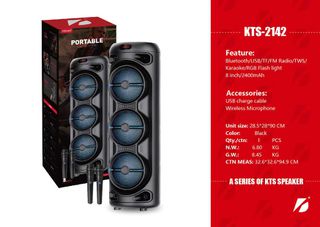 Φορητό ηχείο subwoofer με 2 μικρόφωνα Karaoke - KTS-2142 - 721421