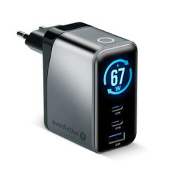 Charger GaN 1 x USB, 2 x USB-C Quick Charge 4+ 67W black