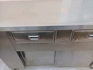 παγκος inox με δύο ερμάρια και δύο συρταρια