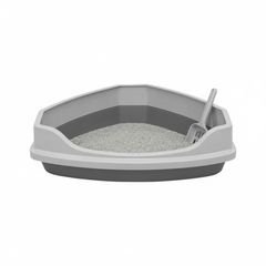 Γωνιακή λεκάνη γάτας ανοιχτή - 58x45x40cm - 007887 - Grey
