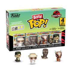 Funko Bitty Pop! 4-Pack: Jurassic Park - John Hammond, Tyrannosaurus, Fossil, Stygimoloch, Velociraptor Vinyl Figures
