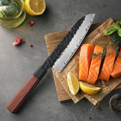 PM8 Santoku 7 Inch Japanese Style Chef Knife 3 Layers Damascus