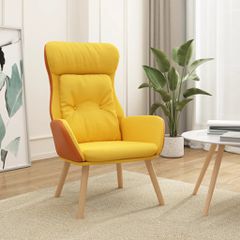 Πολυθρόνα Relax Κίτρινο Μουσταρδί από Ύφασμα και PVC 341308