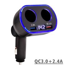 Φορτιστής Αυτοκινήτου 12V / 24V με 2 USB και Βολτόμετρο FZRAZ159