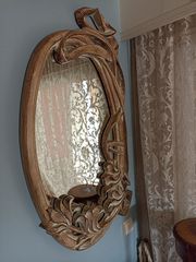 Καθρέφτης τοίχου Art Nouveau με περίτεχνη ξύλινη κορνίζα
