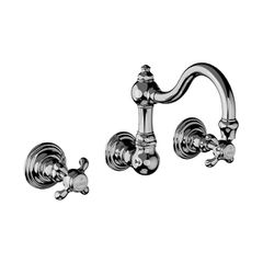 Horus Montmartre Classic Collection - Wall Mounted 3 Hole Basin Set for Splashback Basin with Waste, No Plug - Polished Nickel 07.272-NB