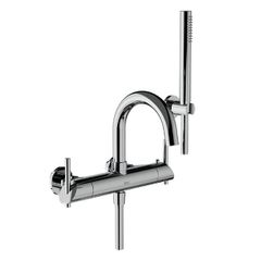 Horus Minoé Contemporary Collection - Complete Set : Complete Exposed Thermostatic Wall Bath-shower Mixer - Satin Brass 49.714-LS